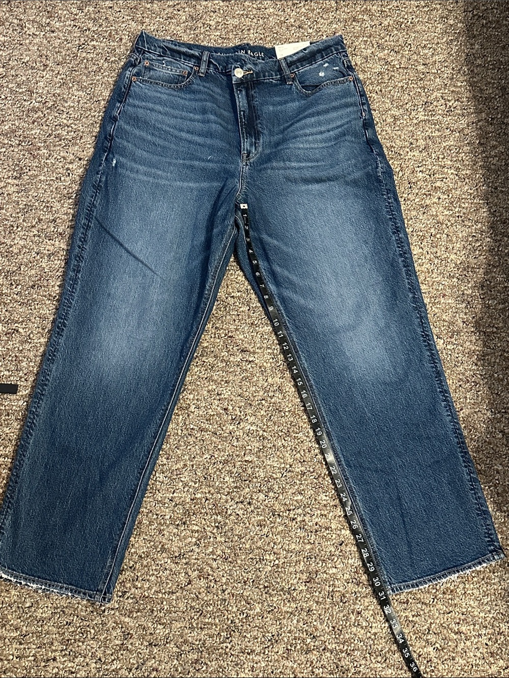 American Eagle Outfitters Dark Blue Stretch Curvy Straight Jeans